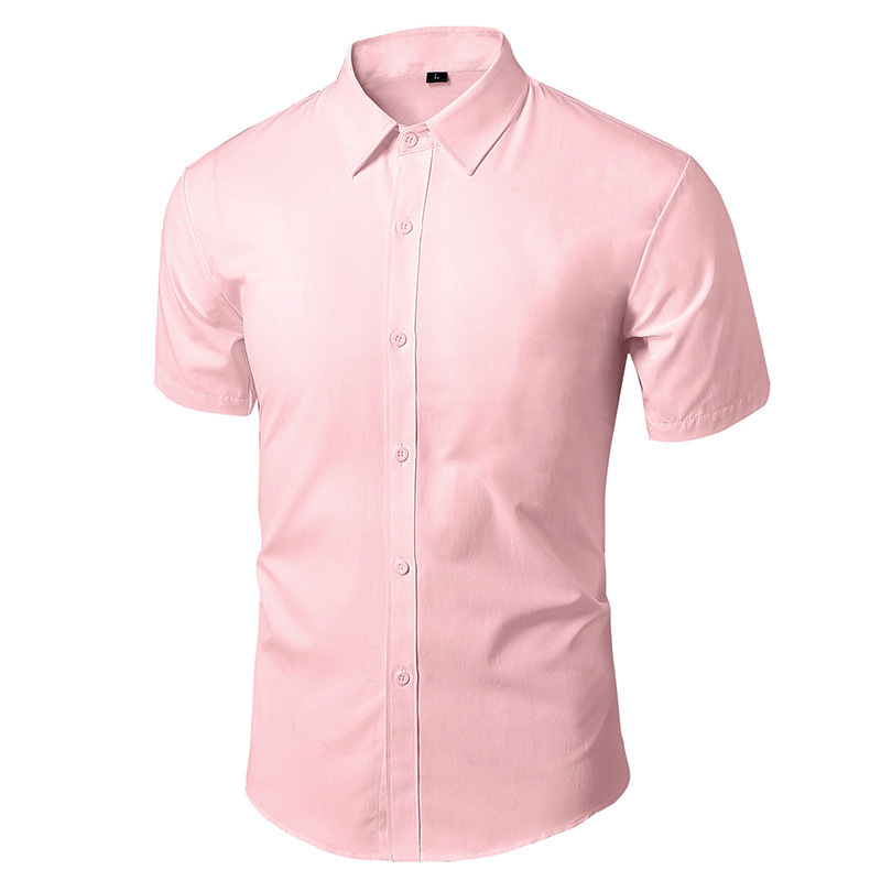 Short Sleeve Solid Color Shirt Pink