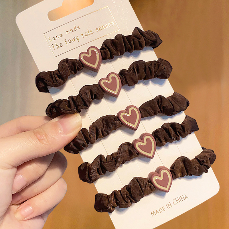 Simple love high elastic hair rope rubber band hair horsetail rubber band does not hurt hair ring student hair accessories wholesale