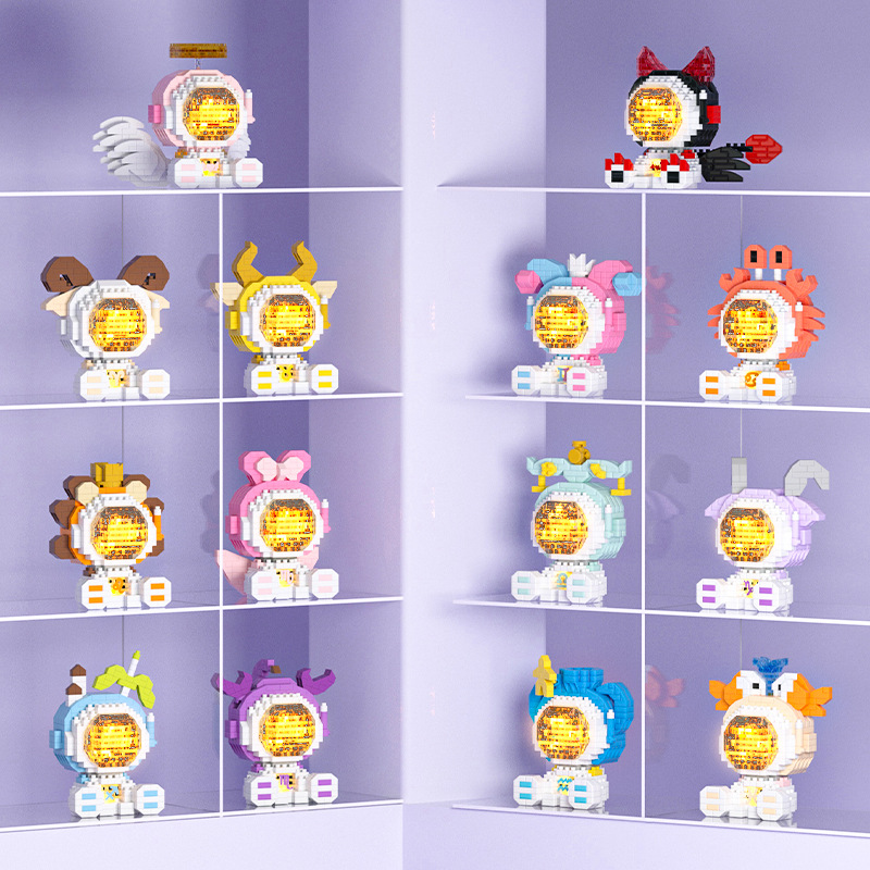 Macensim micro particle building blocks luminous angel demon astronaut twelve constellation puzzle assembled toys wholesale