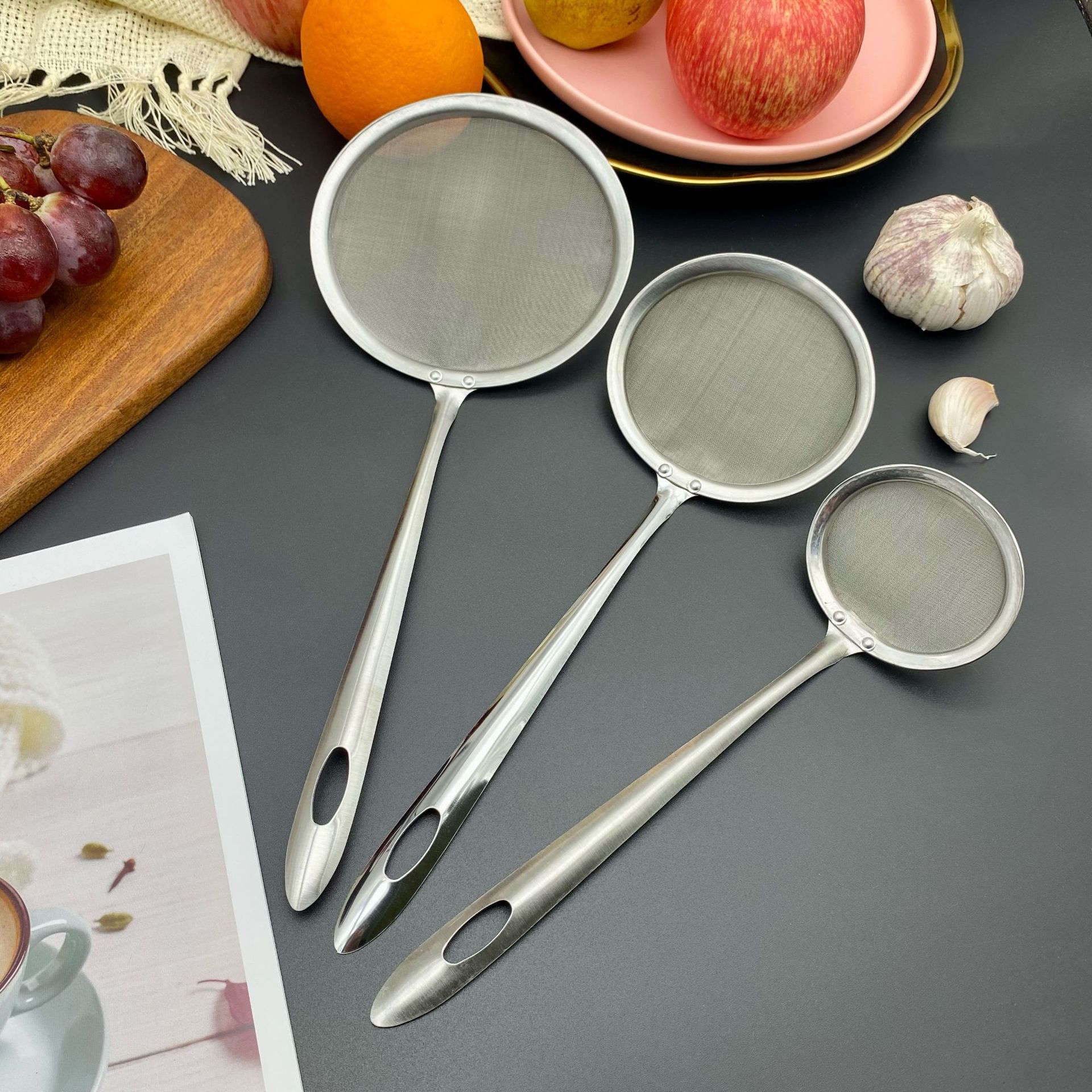 Stainless Steel Filter Screen Colander Soybean Milk Net Colander Household Kitchen Noodles Spoon Baking Fence Juice Flour Sieve
