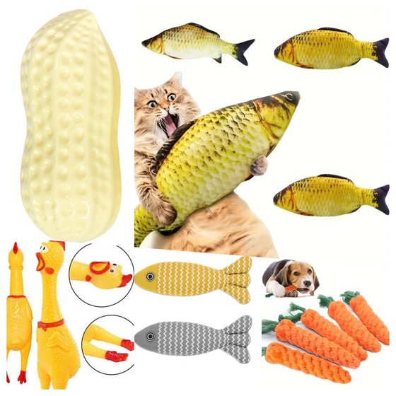 Mint Fish Toy Rubber Dry Chicken and Carrot Pet Toy Entertainment Chewy