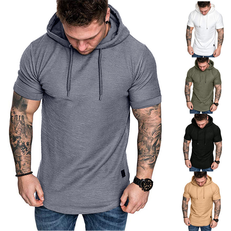 Cross-border 2024 New T-shirt Men's Short-sleeved T-shirt Foreign Trade European Size Casual T-shirt Sports Hoodie Men's Hoodie