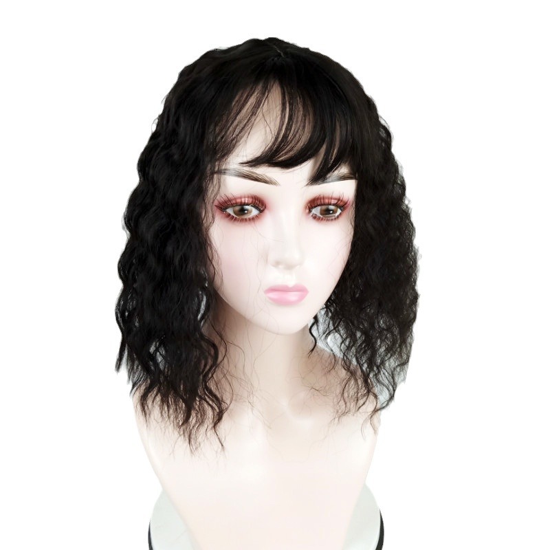 Künstliches Haar Perücke Stück Overhead Neuauflage Stück Falscher Pony Damen Mais Heißes Lockiges Haar Bedeckendes weißes Haar Abdeckung Pad Haar Natürlich Atmungsaktiv_voghion.com