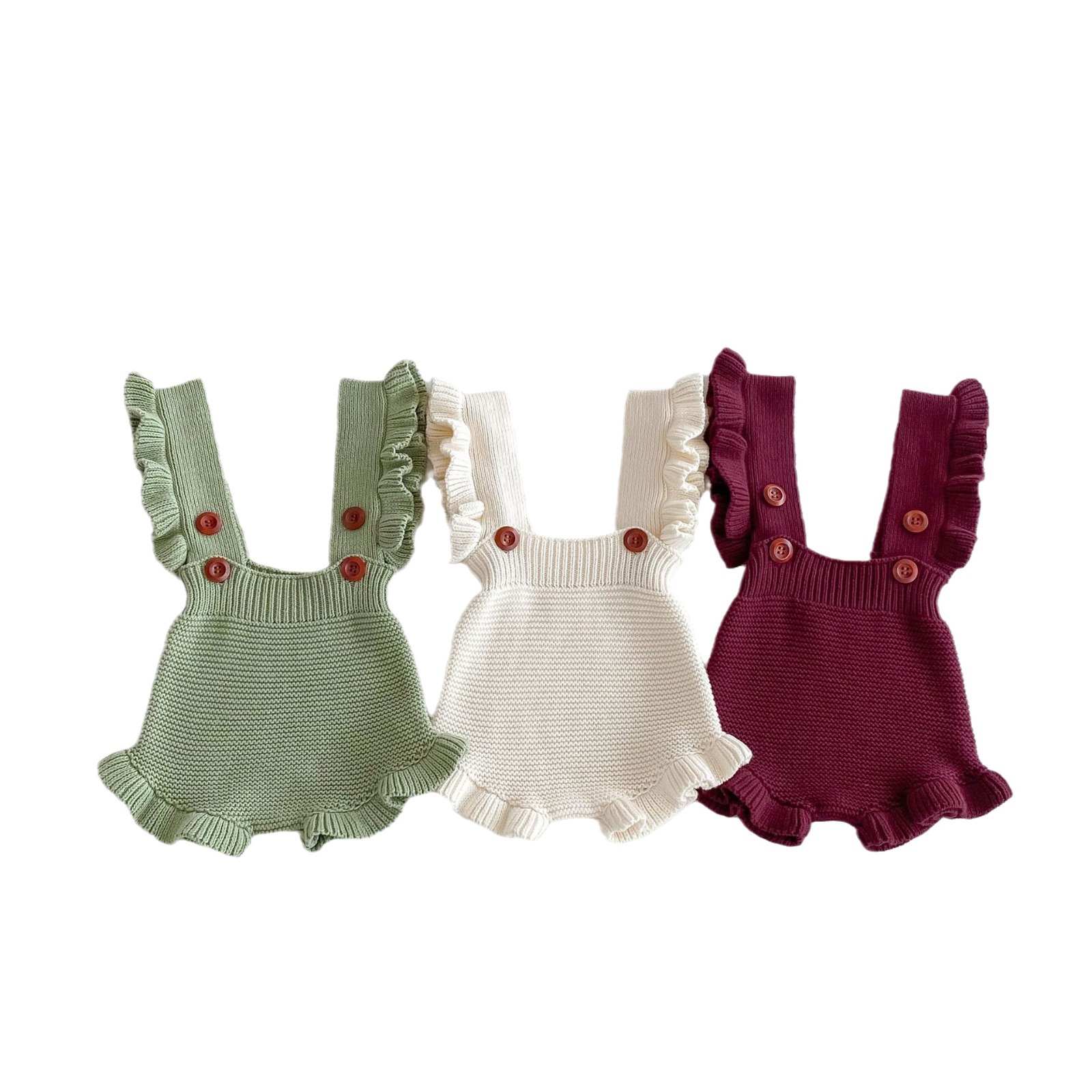 Baby's Autumn Wear Korean-style Ruffled Strap Pants for Female Baby's Buckle Clothes Baby's Western-style Sweet Climbing Suit