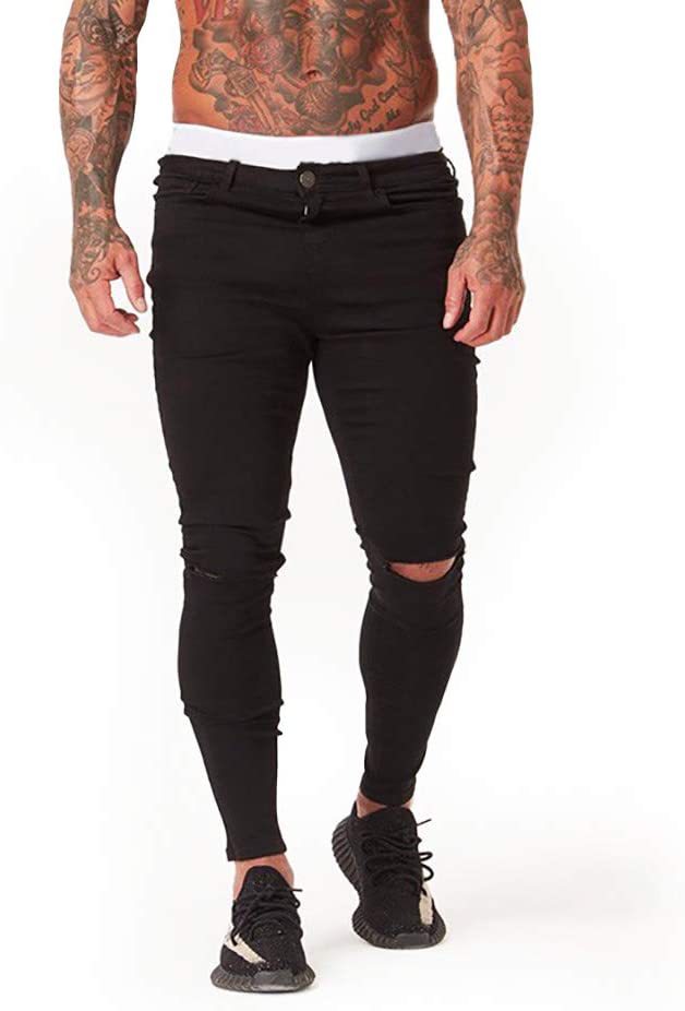 Amazon EBay wish Europe and the United States cross-border 2023 new tight-fit small-foot denim stretch ripped men's jeans