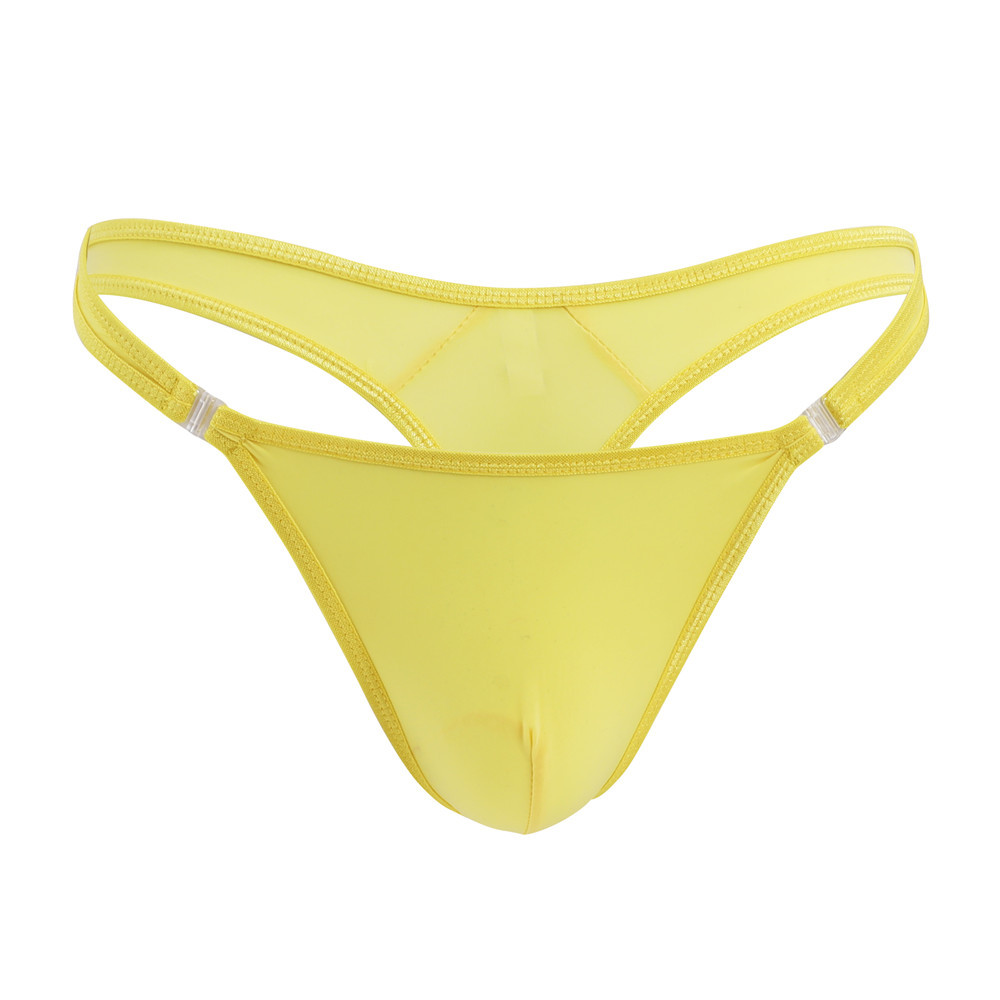 Personalized Unbuttoned Sexy Men's Lingerie Men's T-Shaped Briefs Sheer Elastic Transparent Low-Waist Men's Tanga Underwear