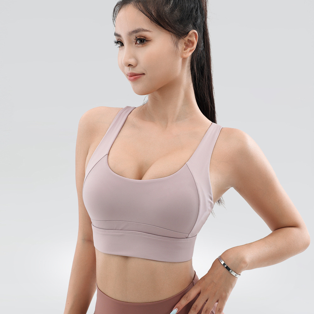 One-piece Fixed Cup Sports Underwear Shockproof Women's High Strength Running Fitness Bra Xia Mei Back Yoga Vest