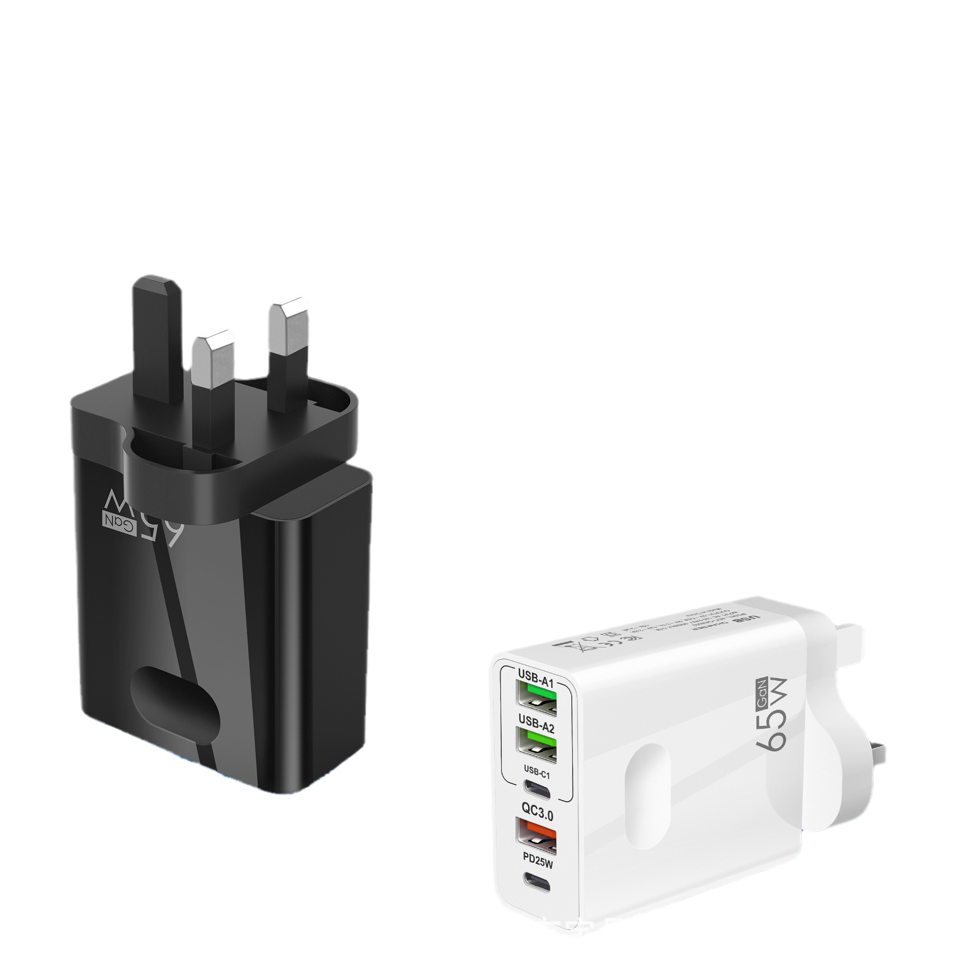 Cross-border thermal mining 65W gallium nitride charger European and American Standard foreign trade mobile phone fast charge charging head usb multi-port charger