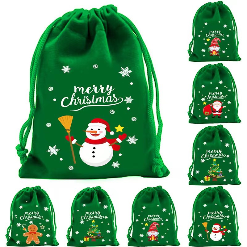 Cross-border Christmas apple flannel bag candy gift bag set bag high-grade velvet bag in stock wholesale