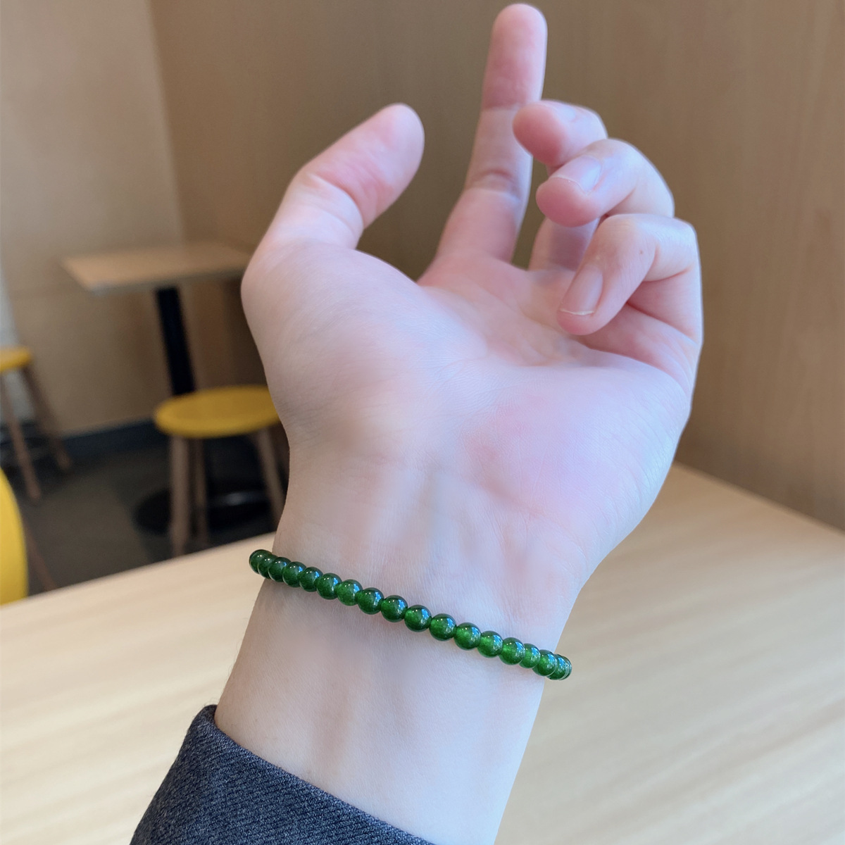 4mm Water Green Agate Chalcedony Bracelet Women's Fine Vintage Chinese Style Bracelet for Girlfriend Gift