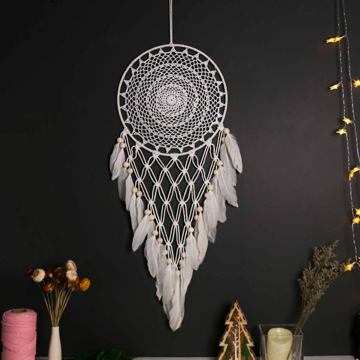 Nordic Wind Dream Catcher Hand-woven Creative Crochet Dream Catcher Indoor Home Air Decoration Wind Chimes Pendant