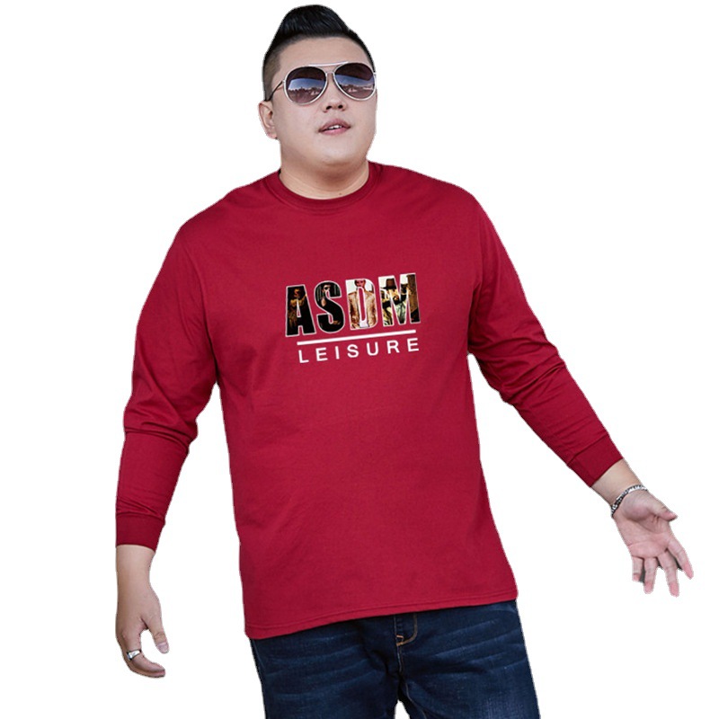 Cotton Casual Sports Long-sleeved T-shirt Sports Fashion Loose Plus Fat Long-sleeved T-shirt Printable T-shirt Men's Autumn Clothes