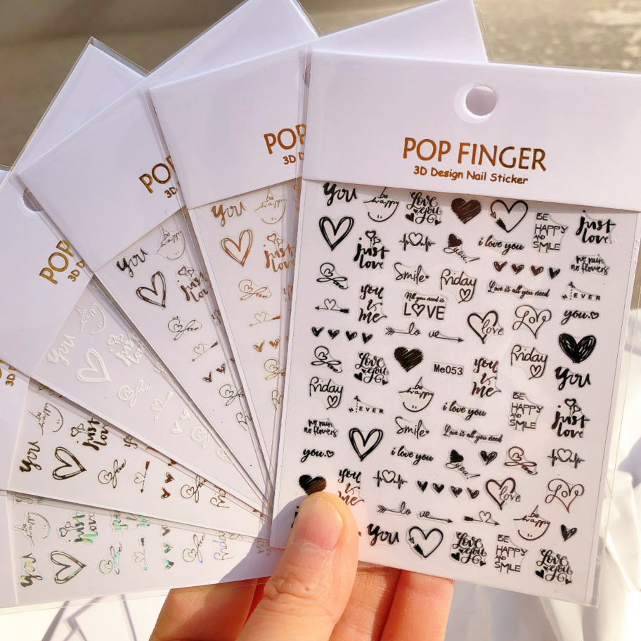 Valentine's Day Nail Art Stickers Cross-border E-Commerce Rose Heart-shaped Valentine's Day Letter Nail Art Stickers ME053-062