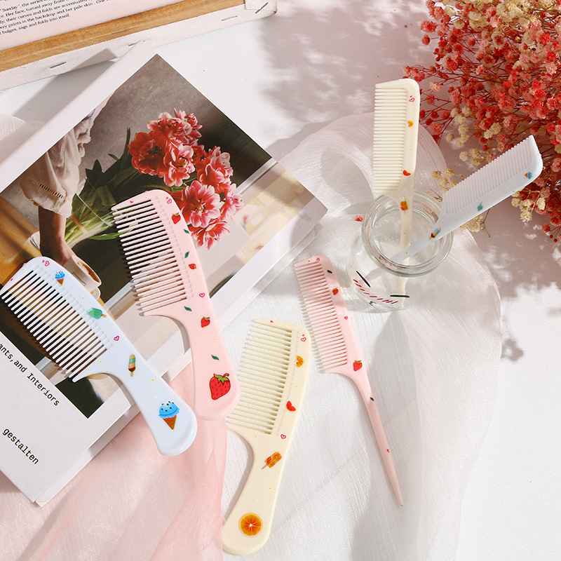 Sudi Children's Style Comb Girl's Cute Strawberry Pattern Pointed Tail Comb Girl Baby's Hair Comb Set