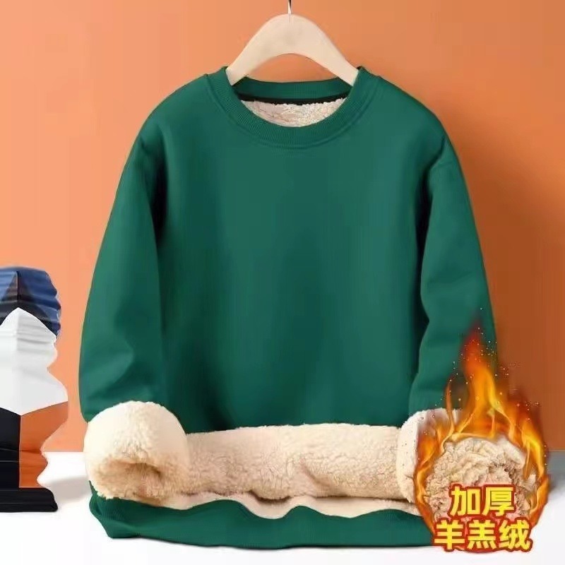 2023 autumn and winter New plush solid color sweater men's Korean-style trendy ins fleece-lined thick warm lambswool coat