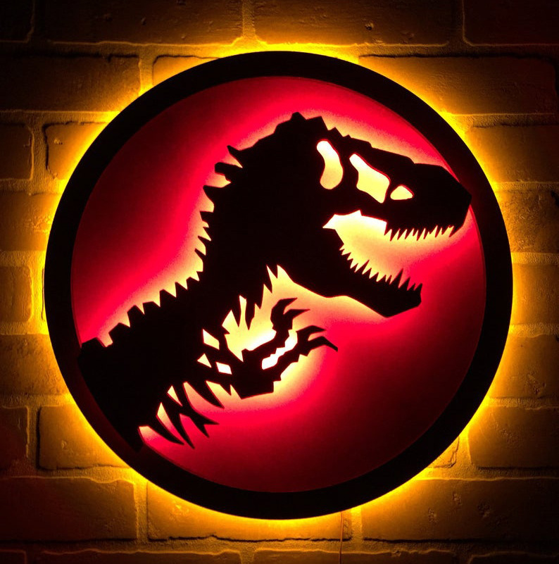 Cross-border Wholesale Jurassic Park LED Night Light Dinosaur Luminous Wall Lamp Home Decoration Bedside Lamp Effect Light Neon Light