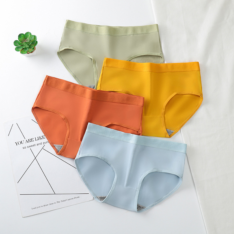 Southeast Asia Cross-border E-Commerce Women's Underwear Female Students Korean Solid Color Breathable Middle Waist Girl Sexy Cute Trousers