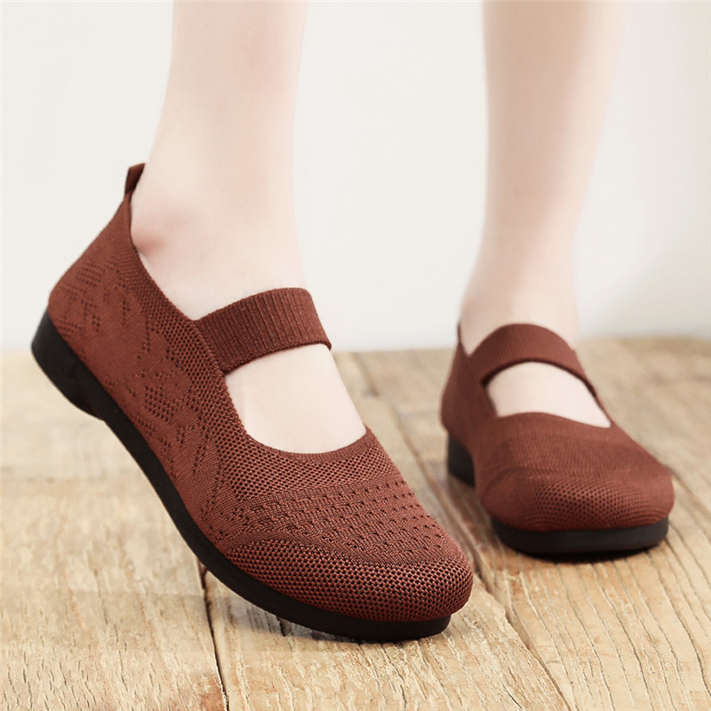 New polyurethane bottom 2023 JingRui old Beijing cloth shoes mother shoes fly weave breathable flat bottom anti-slip work shoes