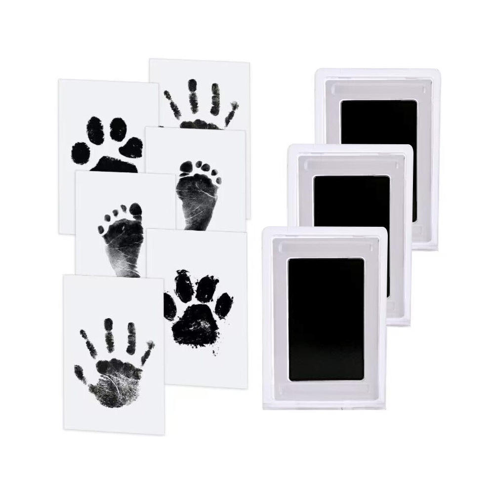Baby wash-free hand and foot print oil pet handprint three sets
