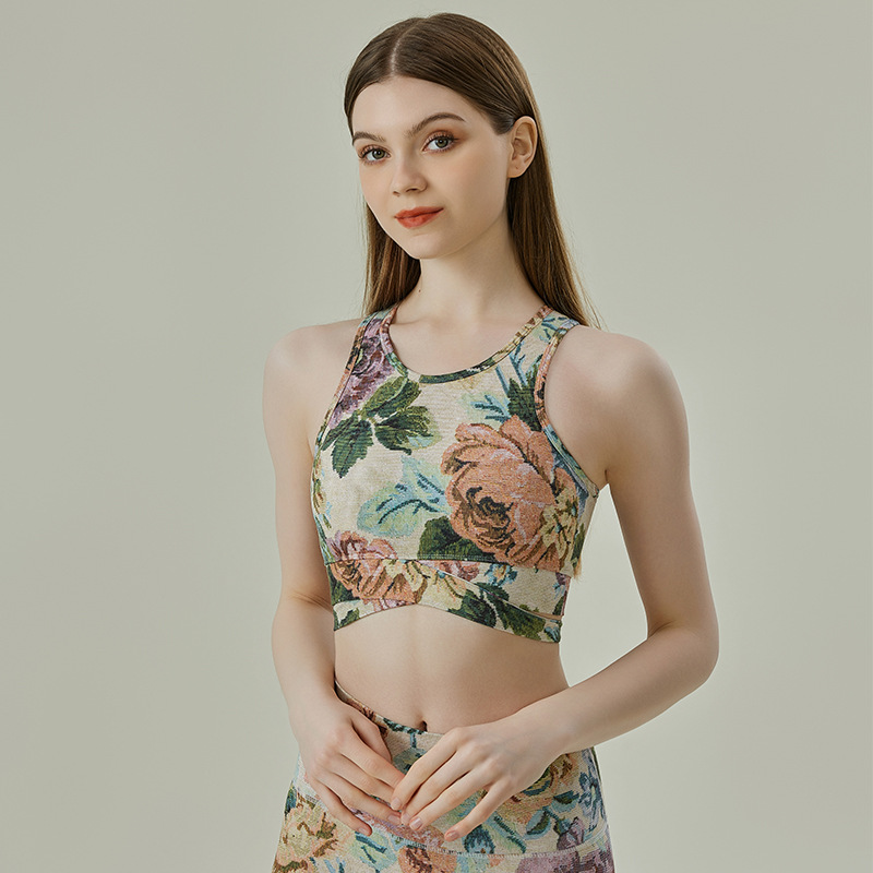 Spring and Summer Guofeng Yoga Clothing Vest Sports Underwear High Strength Shockproof Running Yoga Beauty Back Gathering Fitness Bra