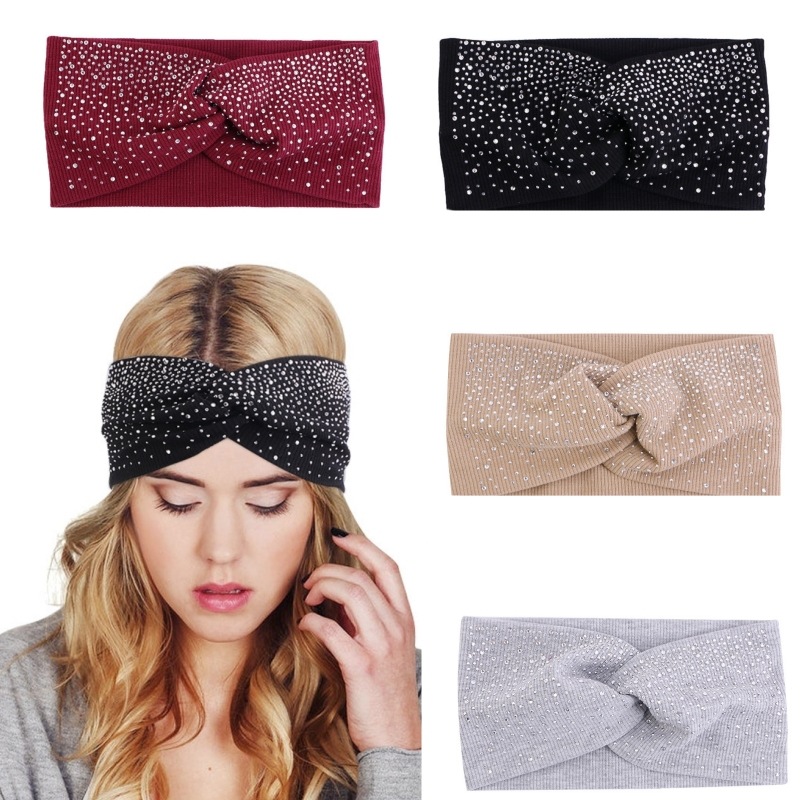 Cross-border New Rhinestone Rhinestone Hair Band Wash Face Headwear Cross Women's Yoga Sport Headband Wash Face Hair Band Women