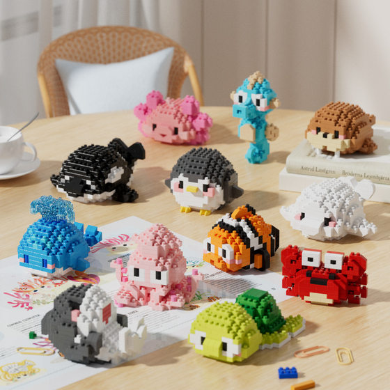 [wholesale generation] marine small biological series puzzle assembled building blocks compatible with Lego toy micro particles cross border