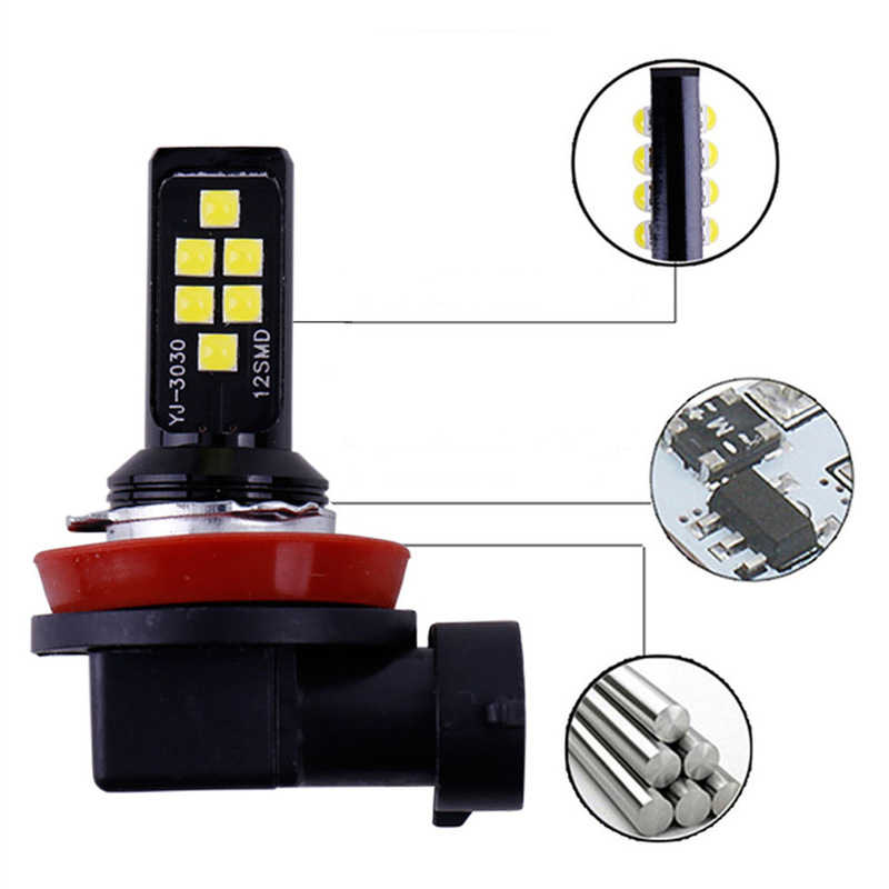 Longda Led 車のライト H7 H4 3030 12smd フォグランプ H1 H3 防曇ランプ 9005 H8 フロントスポットライト|undefined