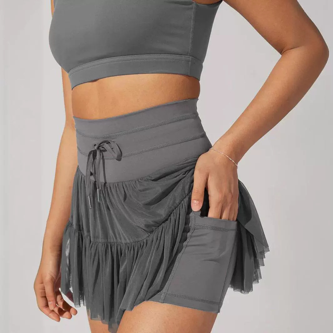 Cross-border European and American women's skirt safety pants anti-exposure spring and summer new high waist lace-up pleated skirt short skirt hot girl