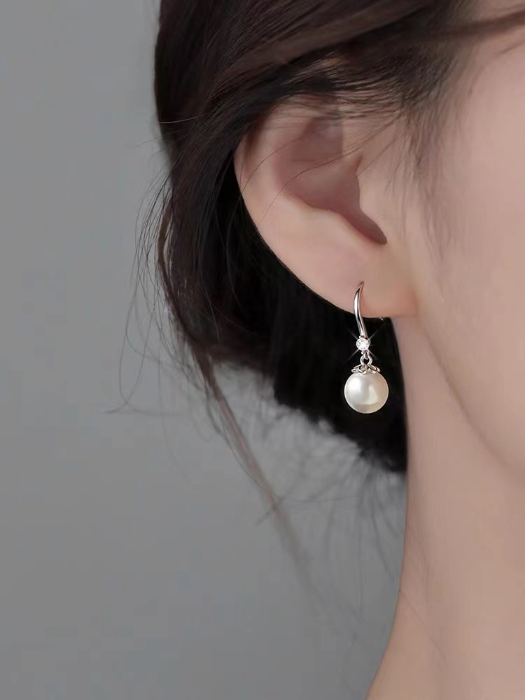 925 silver needle pearl earrings 2023 new popular earrings niche women's light luxury high-grade earrings