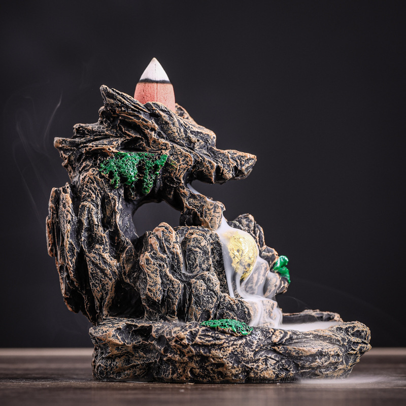 A variety of creative home backflow incense burner high mountain flowing water cloud incense burner Aroma Burner ornaments resin incense burner incense products