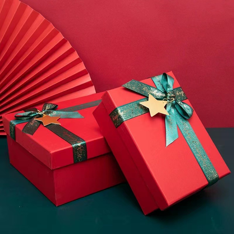 New Year gift box custom wedding candy gift box red gift box cosmetics heaven and earth cover gift box empty box wholesale