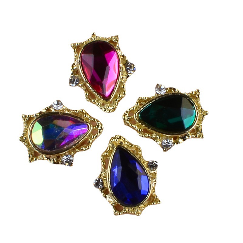 Cross-border gem Valentine's Day nail jewelry bridal nail alloy jewelry AB big diamond nail zircon rhinestone wholesale