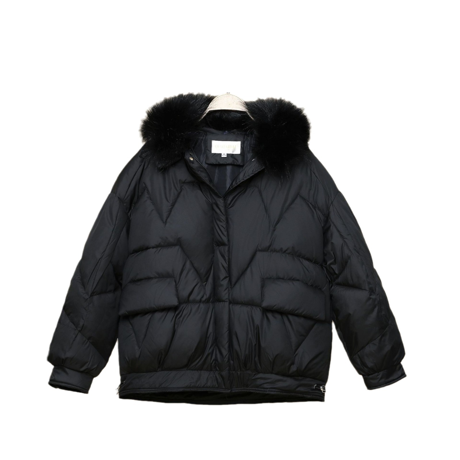 Foreign Trade Large Size Women's Clothing Chubby Sister's Winter Cotton-padded Coat Women's Western-style Fur Collar Loose Bright Face Down Cotton-padded Coat Trendy