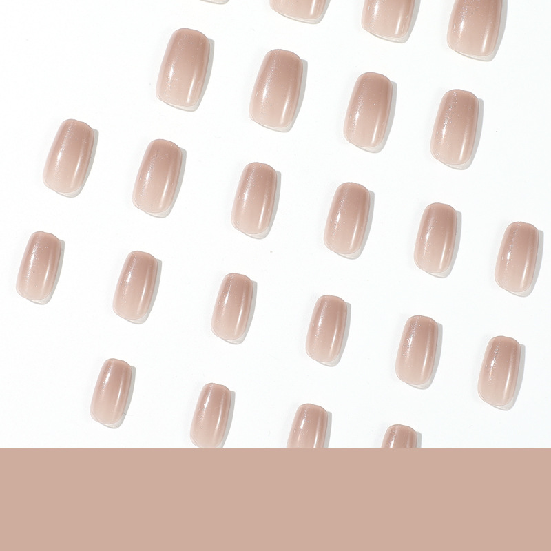 Wear nail nude color Pearl fine flash manicure finished product wholesale wear nail art advanced fake nail piece removable nail art