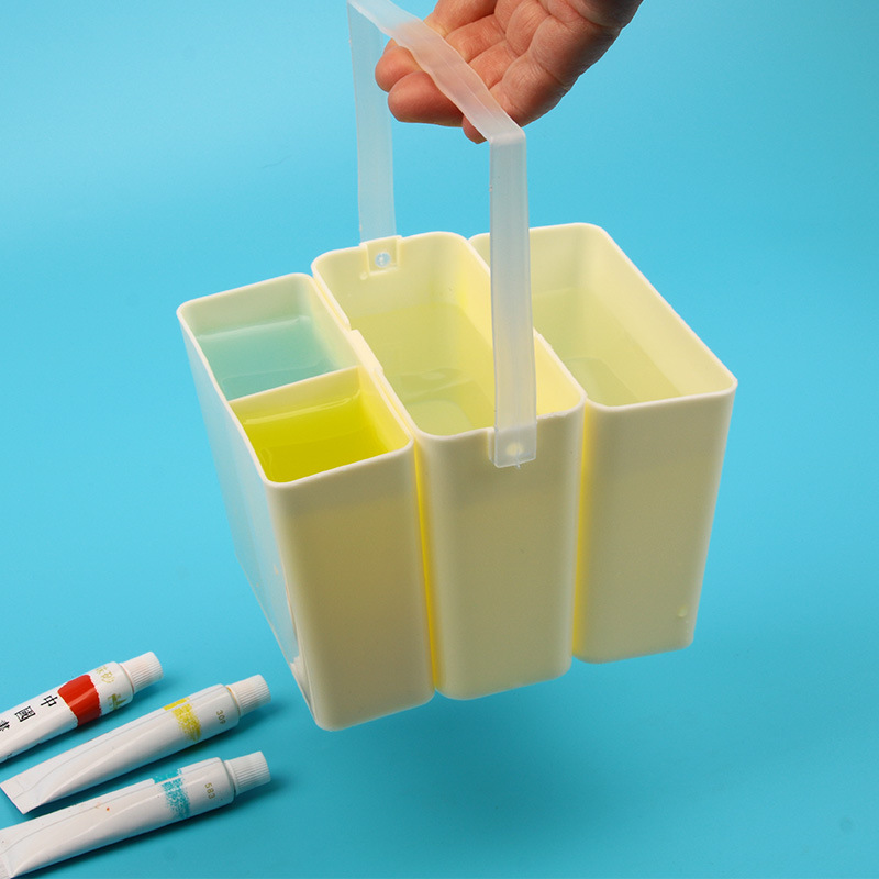 Weizhuang three-in-one plastic bucket art painting sink one-piece splicing combination portable square pen washing bucket