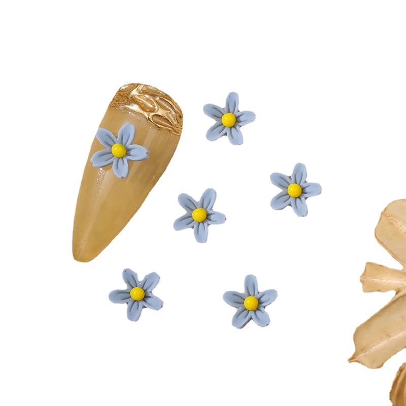 Nail art five-petal flower jewelry cross-border explosions frosted macaroon color three-dimensional small flower matte color painted nail drill