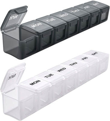 Factory portable portable seven-compartment medicine box 7 days transparent long tablet box storage box compartment PP pill box