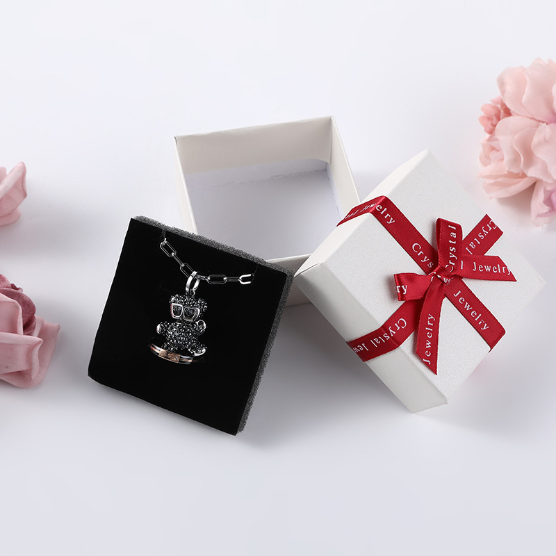 English letters bow ribbon lid gift box Jewelry necklace jewelry box birthday gift gift box