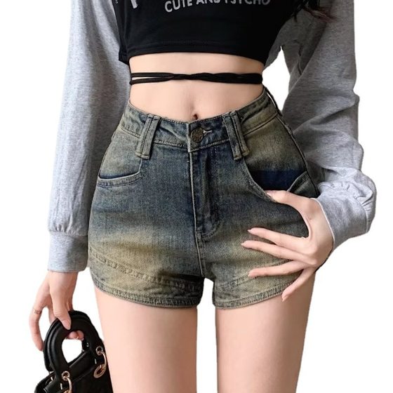 American retro high waist Denim Super shorts women's 2023 new summer slimming small hot pants for hot girls a-line