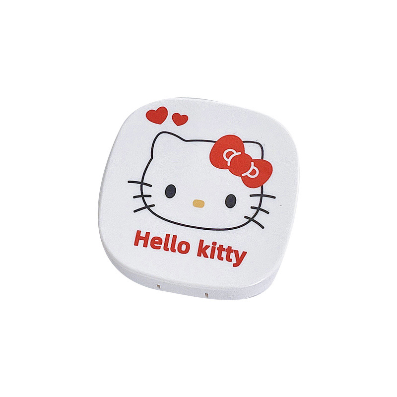Beauty pupil box cute cartoon contact lens couple Box care box INS portable cartoon box with mirror