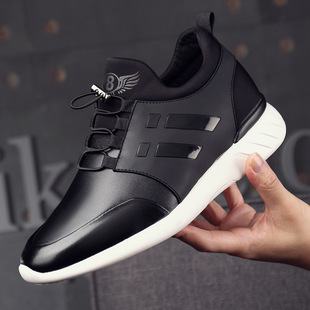 2024 new trendy men's mesh sports hidden height men's shoes summer breathable casual leather shoes men's fashionable shoes