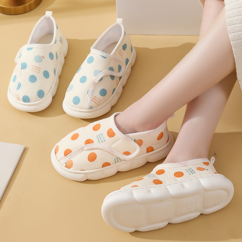 Spring and Summer New Velcro Moon Shoes Maternal Summer Bag Heel Breathable Pregnant Women Soft Sole Indoor Postpartum Cotton Slippers