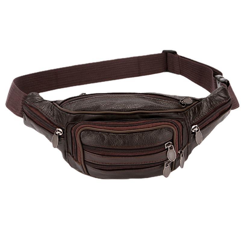 6 pull multi-functional cowhide waist bag men's large capacity stall business cashier coin purse factory wholesale