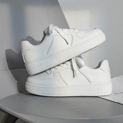 Spring and Autumn New White Shoes Women's Air Force One Sneakers Student Casual Lace-up Fashion Board Shoes Live