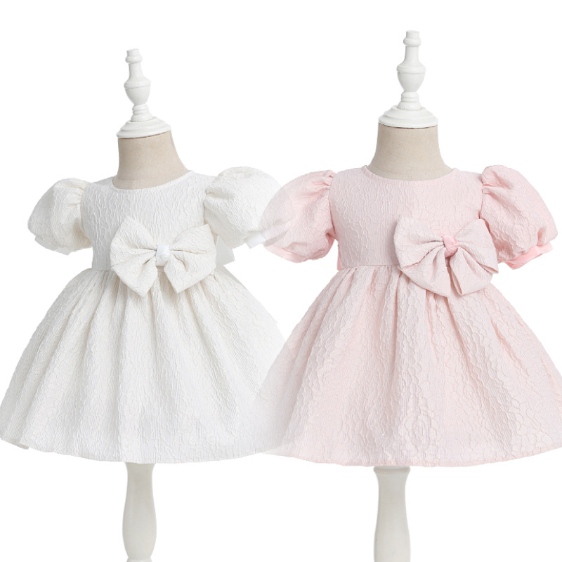 138 Gold Rose Jacquard Dress Baby Lace Princess Dress Baby Full Moon dress Hundred Days Old Photography