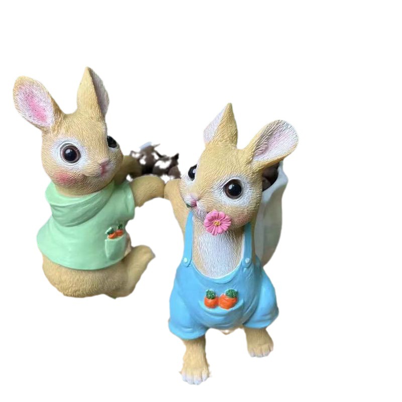 Courtyard Garden Decorative Cute Rabbit Flower Pot Pendant Cat Flower Pot Ornaments Home Decorations Resin Crafts