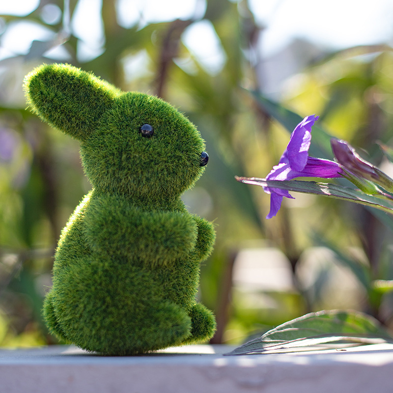 European style resin simulation flocking rabbit home garden courtyard lawn outdoor window display East decoration 