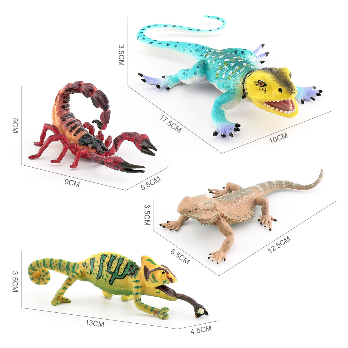 跨境仿真野生两栖爬行动物变色龙蜥蜴蝎子松狮蜥整蛊装饰模型摆件