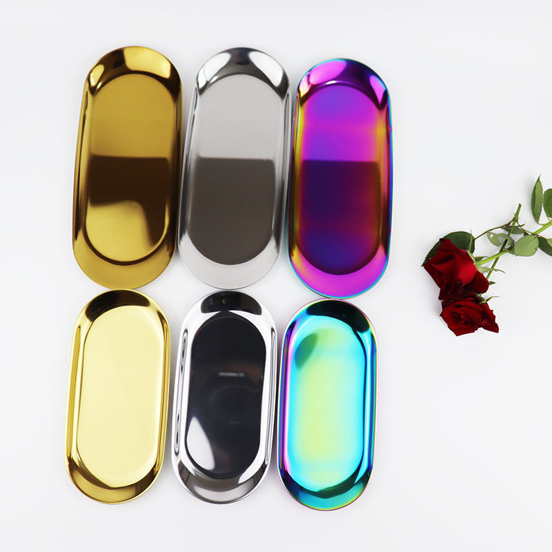 430 stainless steel oval storage tray factory direct Nordic style metal tray jewelry storage dish