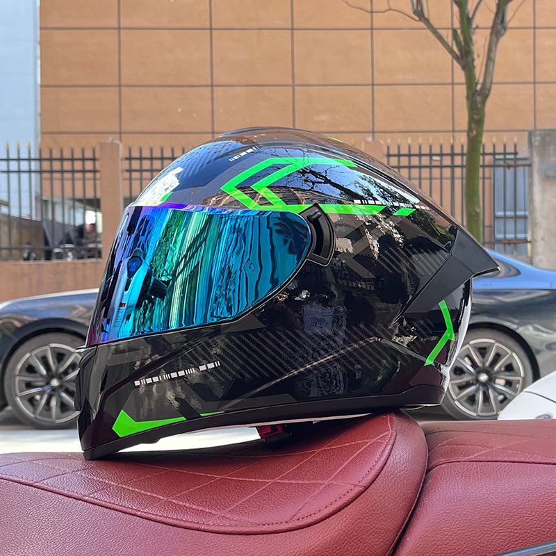 LVS imitation Race Street car helmet men's motorcycle 3C electric car full helmet covered electric car autumn and winter full helmet Knight double mirror